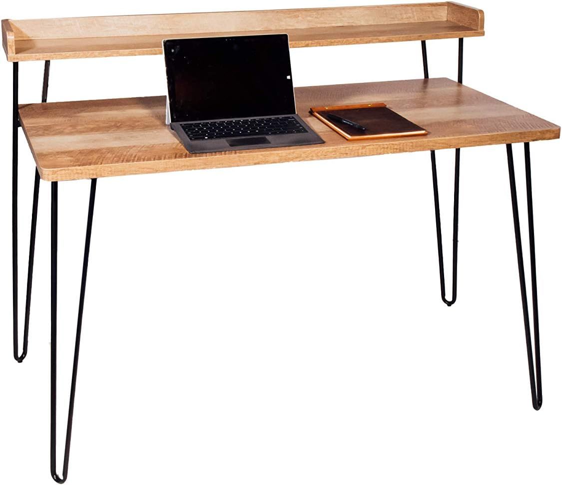 Espresso Minimalist Computer Desk with Drawer & Keyboard Tray