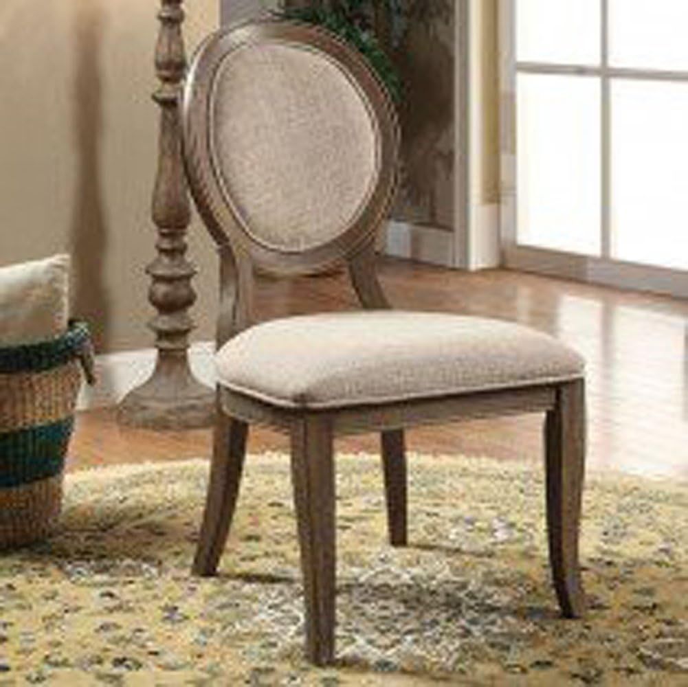 Siobhan Rustic Dark Oak and Ivory Linen Side Chair