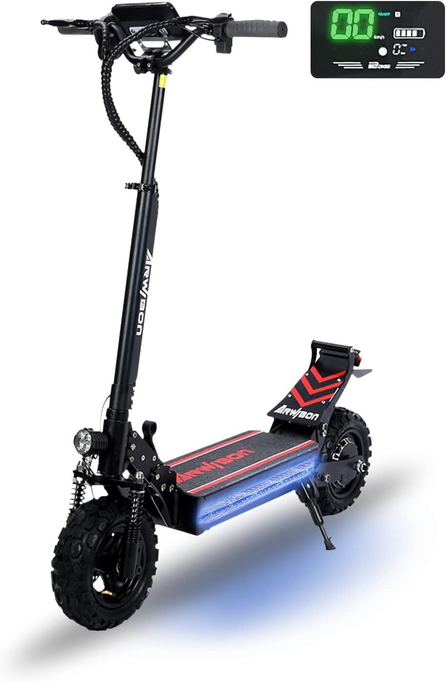 Black Alloy Steel Electric Kick Scooter with Dual Suspension