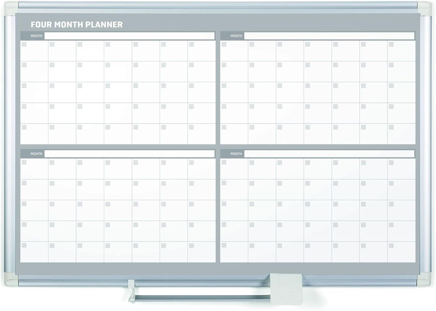 Magnetic Four Month Planner Dry Erase Board with Aluminum Frame