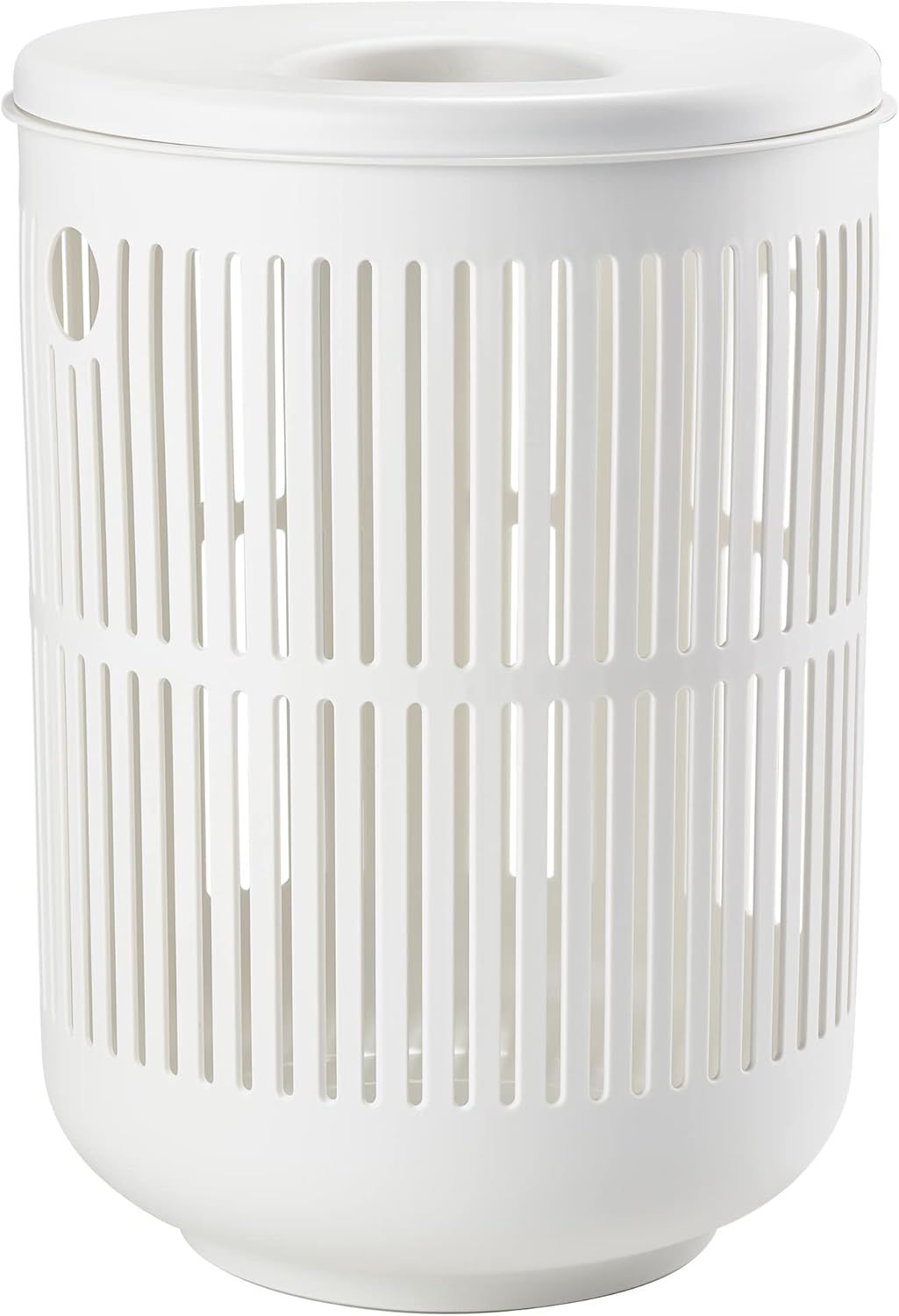 White Polypropylene Laundry Basket with Lid and Handles