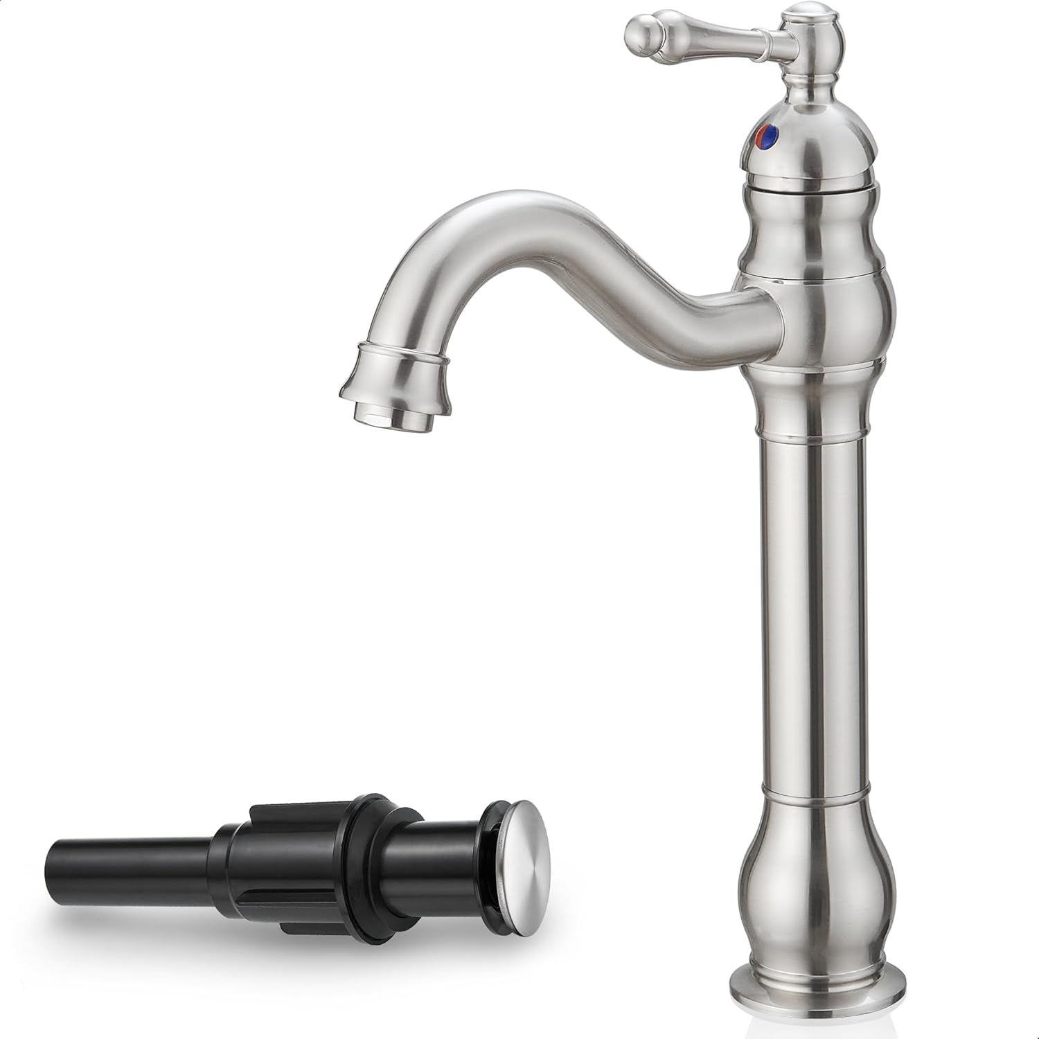 Brushed Nickel Single Handle High Arc Vessel Faucet