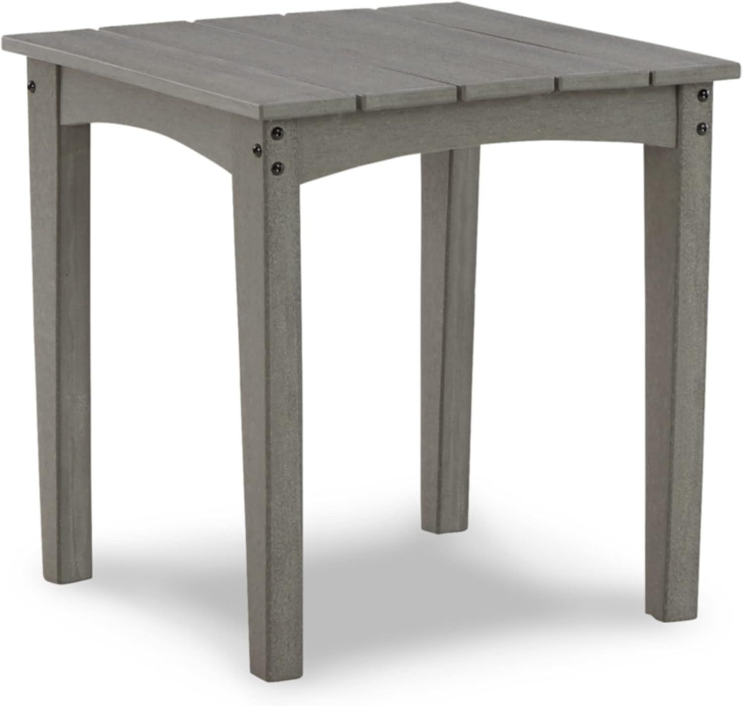 Gray HDPE Rectangular Outdoor End Table with Slatted Top