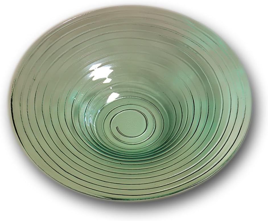 Large Green Recycled Glass Round Salad Bowl