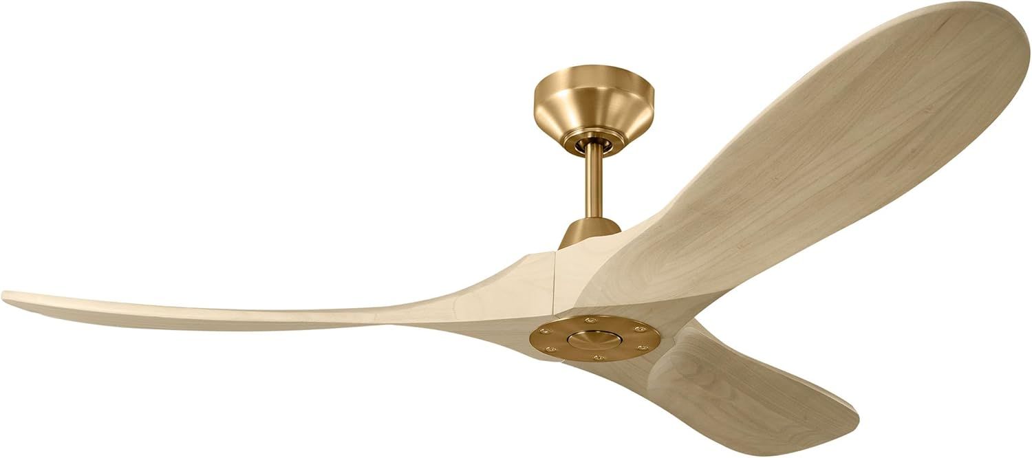 Maverick 52-Inch Burnished Brass Ceiling Fan with White Oak Blades