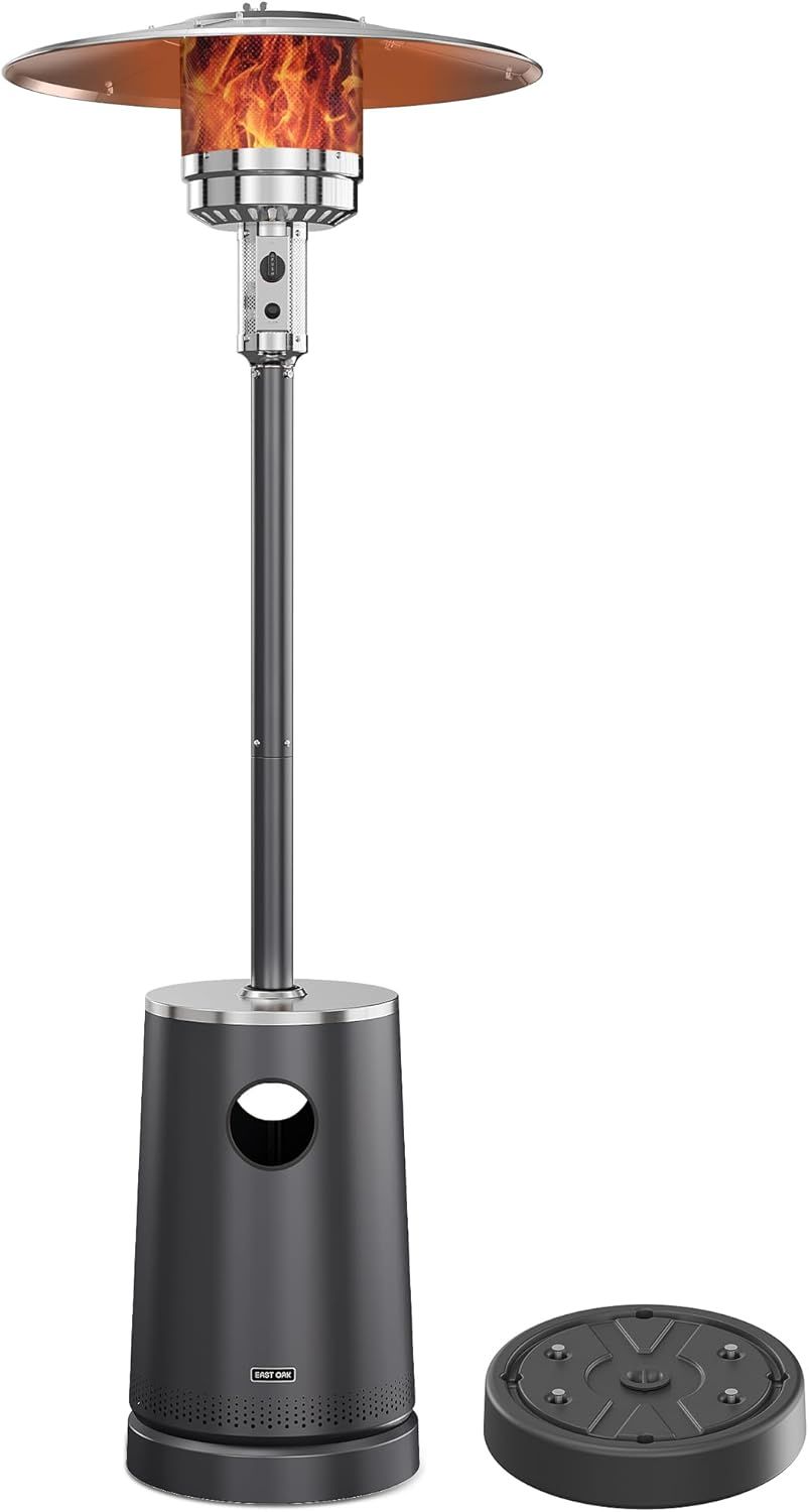 50,000 BTU Black Stainless Steel Propane Patio Heater with Table