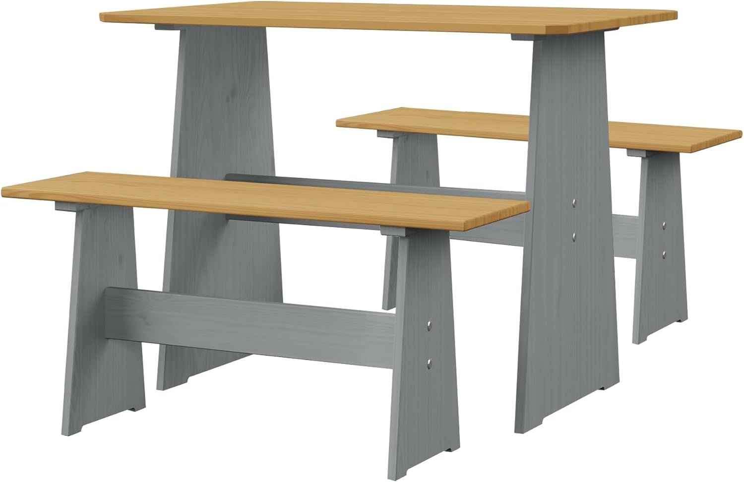 Chapman 3-Piece Natural and Grey Pine Wood Dining Set