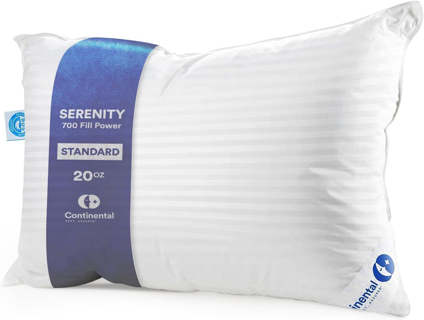 King Size White Goose Down Hypoallergenic Bed Pillow with Cotton Cover