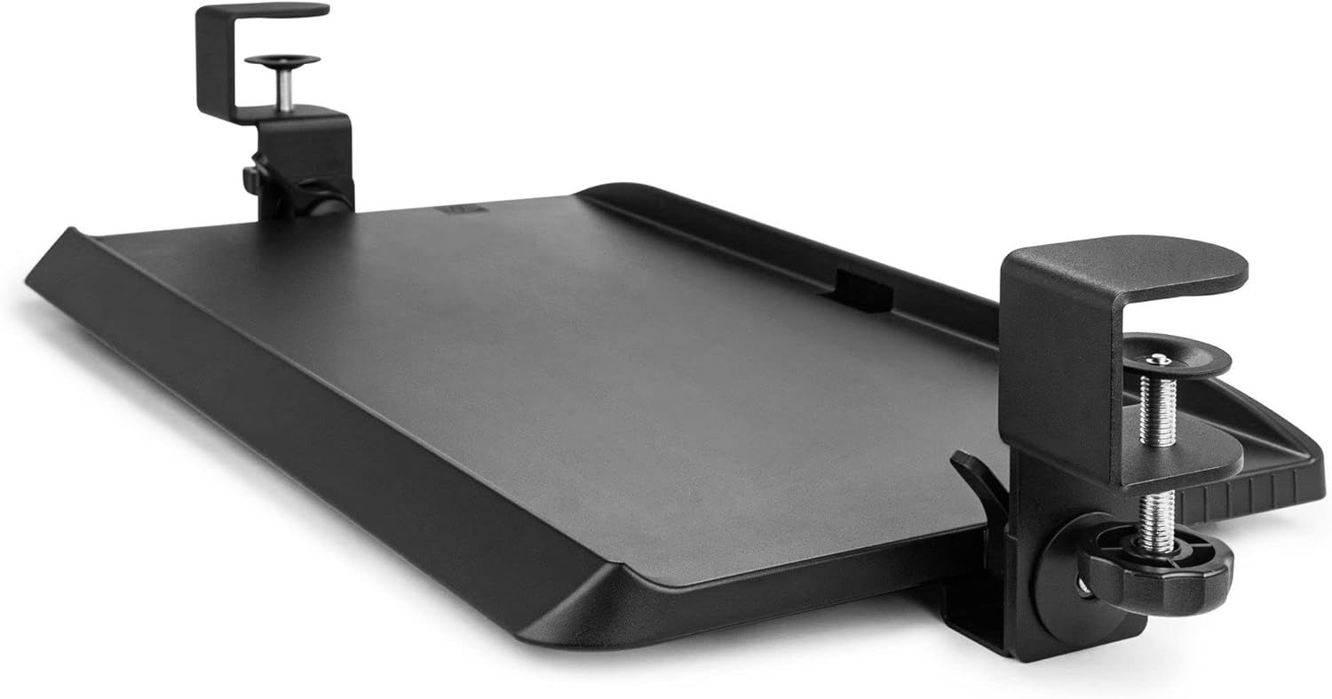 Adjustable Black Desk Mount Tilting Keyboard Tray