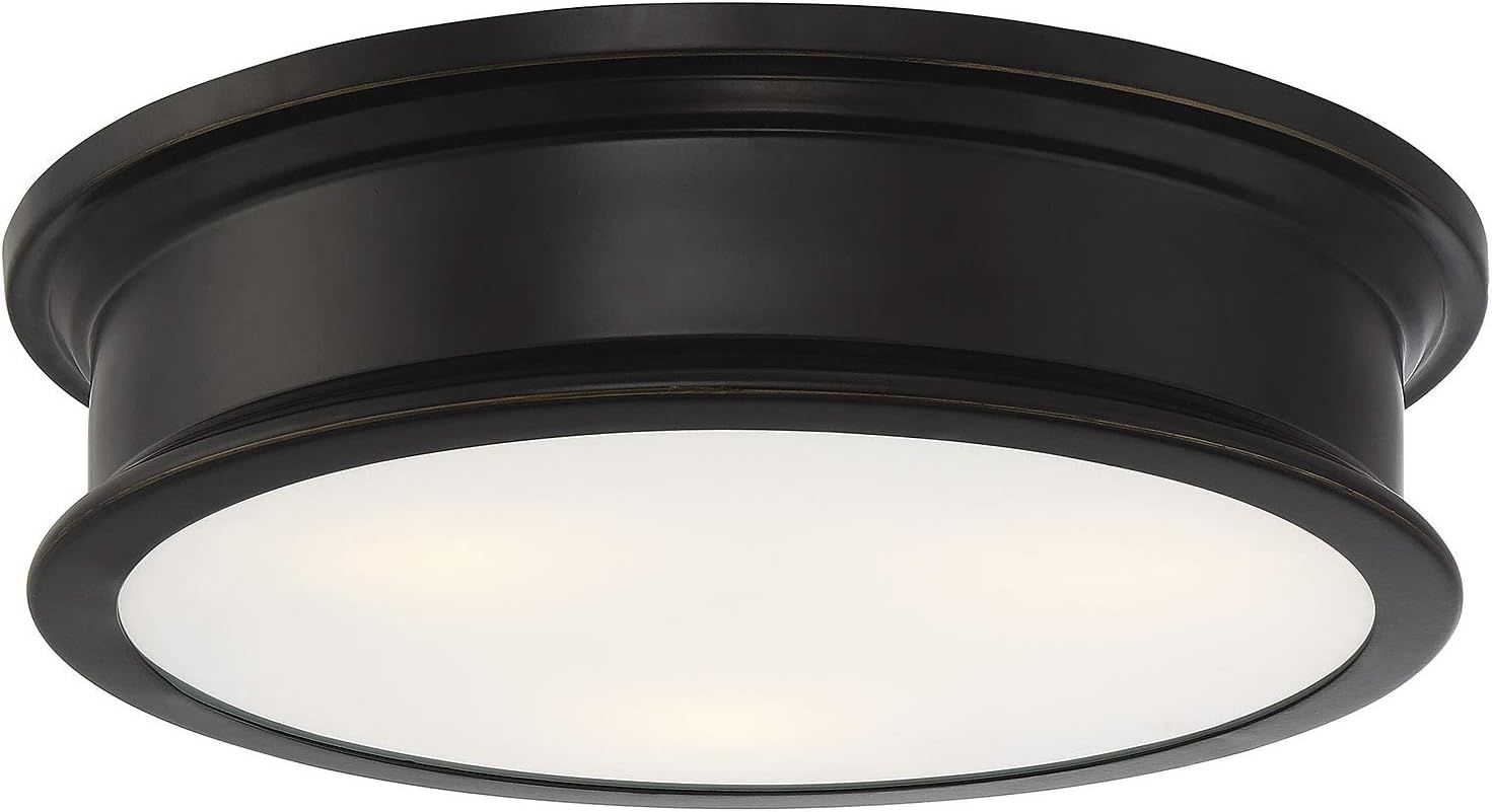 Watkins 16" Classic Bronze Glass Drum Ceiling Fixture