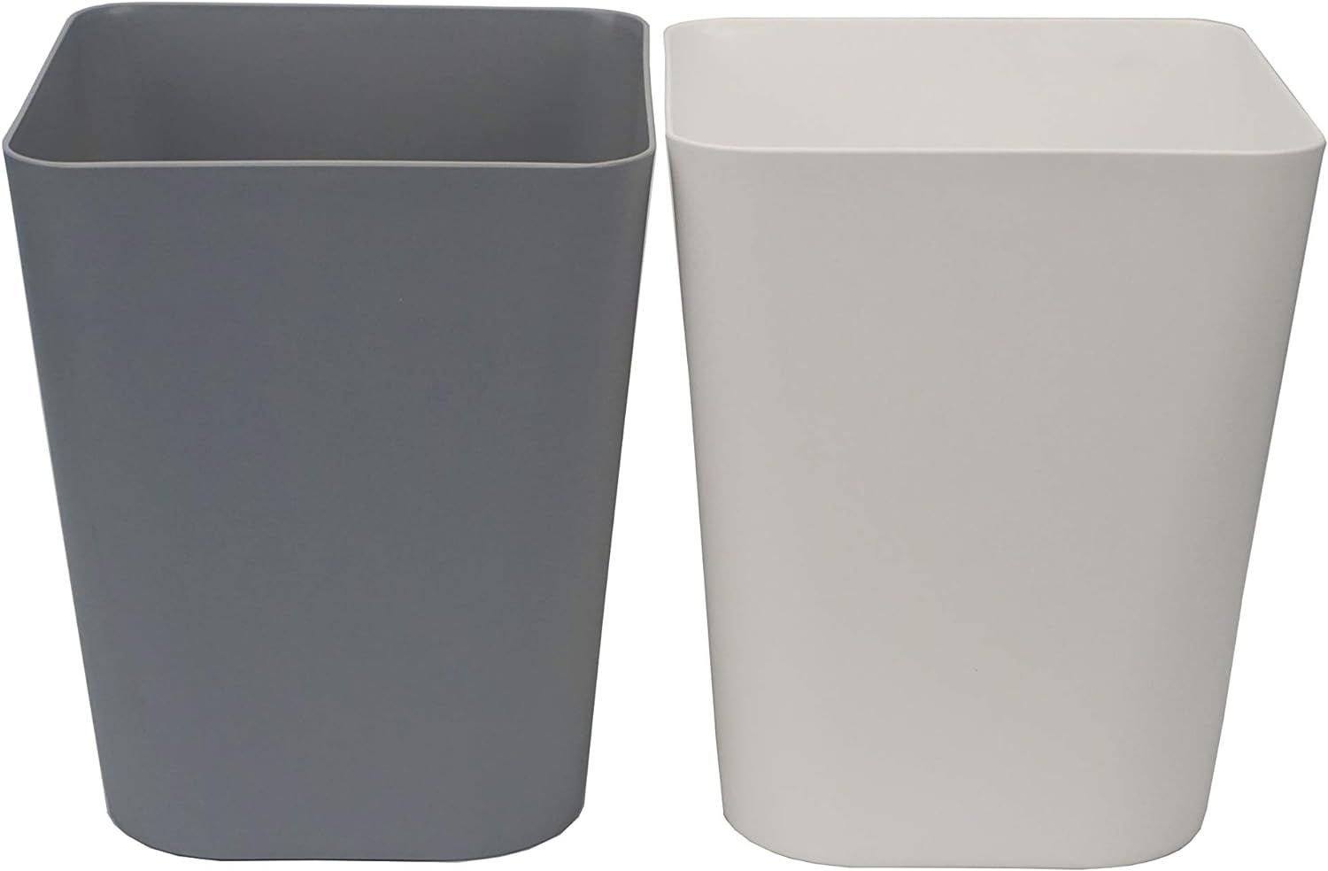 White and Gray 1.6 Gallon Plastic Wastebasket Set