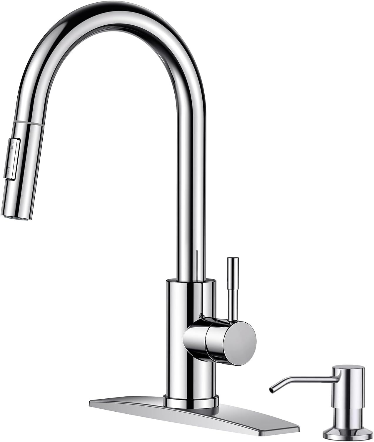 Chrome Pull-Down Kitchen Faucet with Soap Dispenser