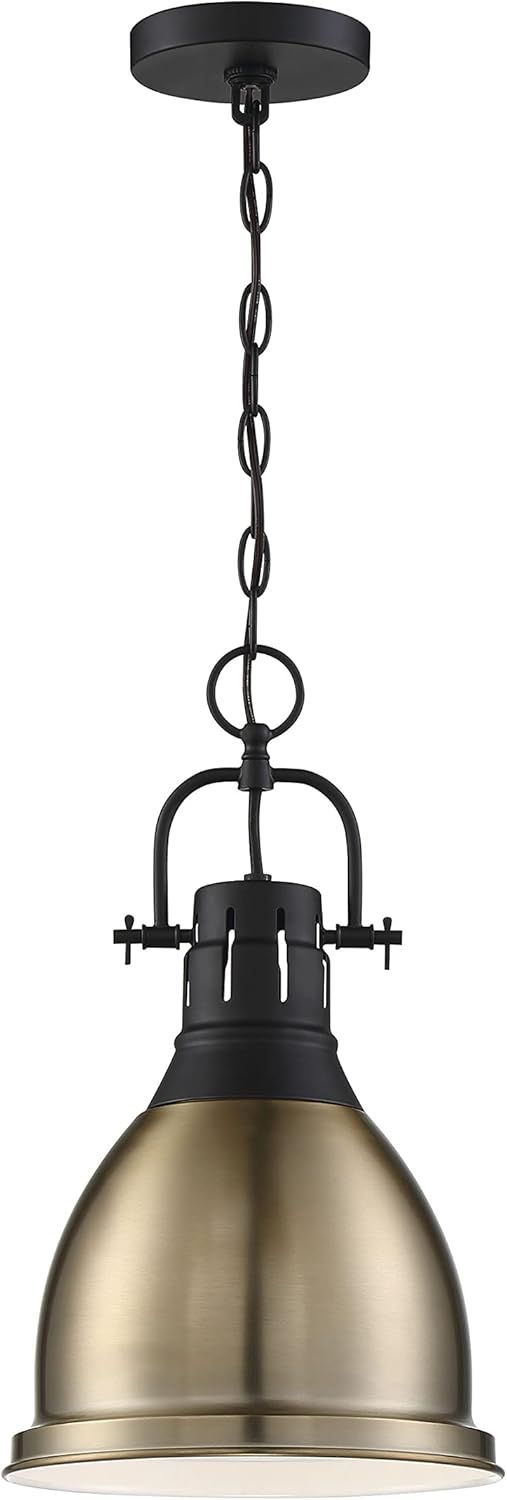 Watson Matte Black and Burnished Brass Pendant Light