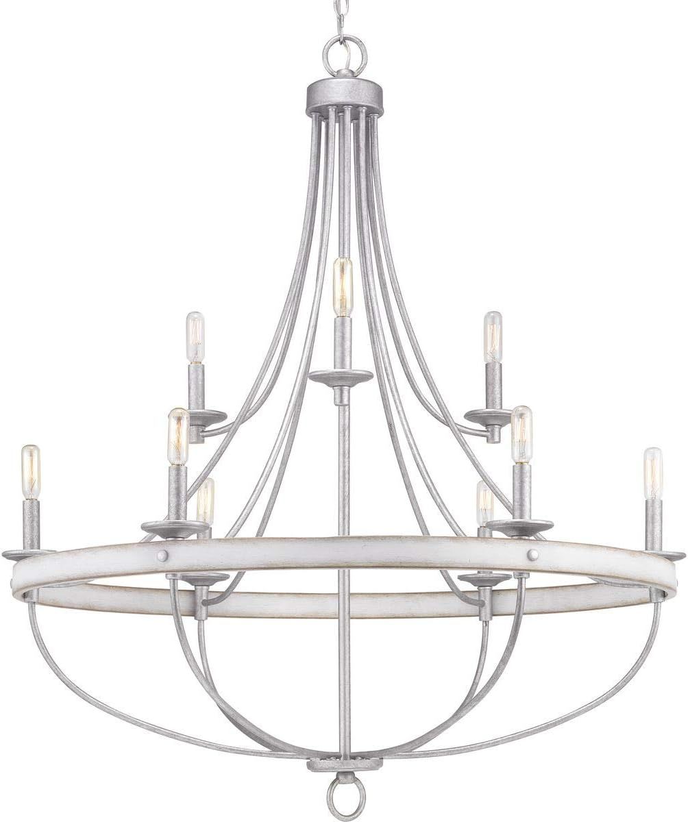 Gulliver Galvanized 9-Light Coastal Chandelier with Antique White Accents