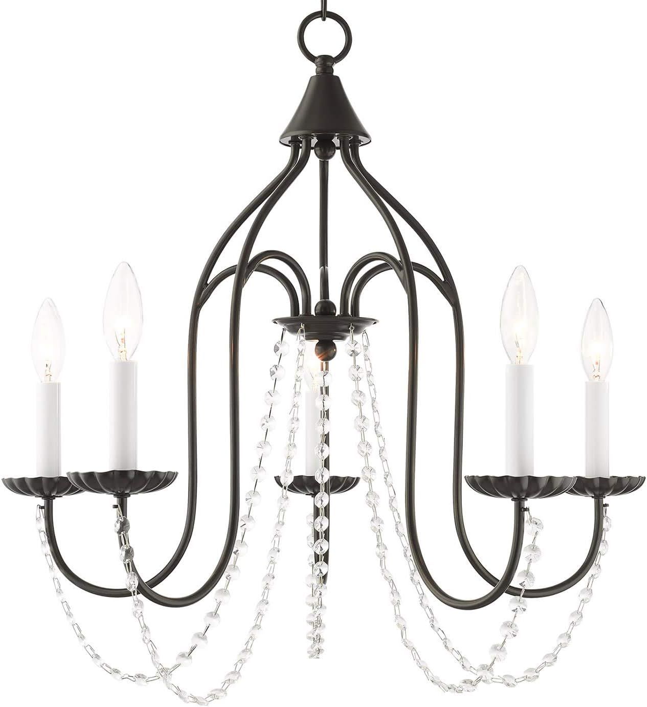 Alessia English Bronze 5-Light Chandelier with Clear Crystal Trim