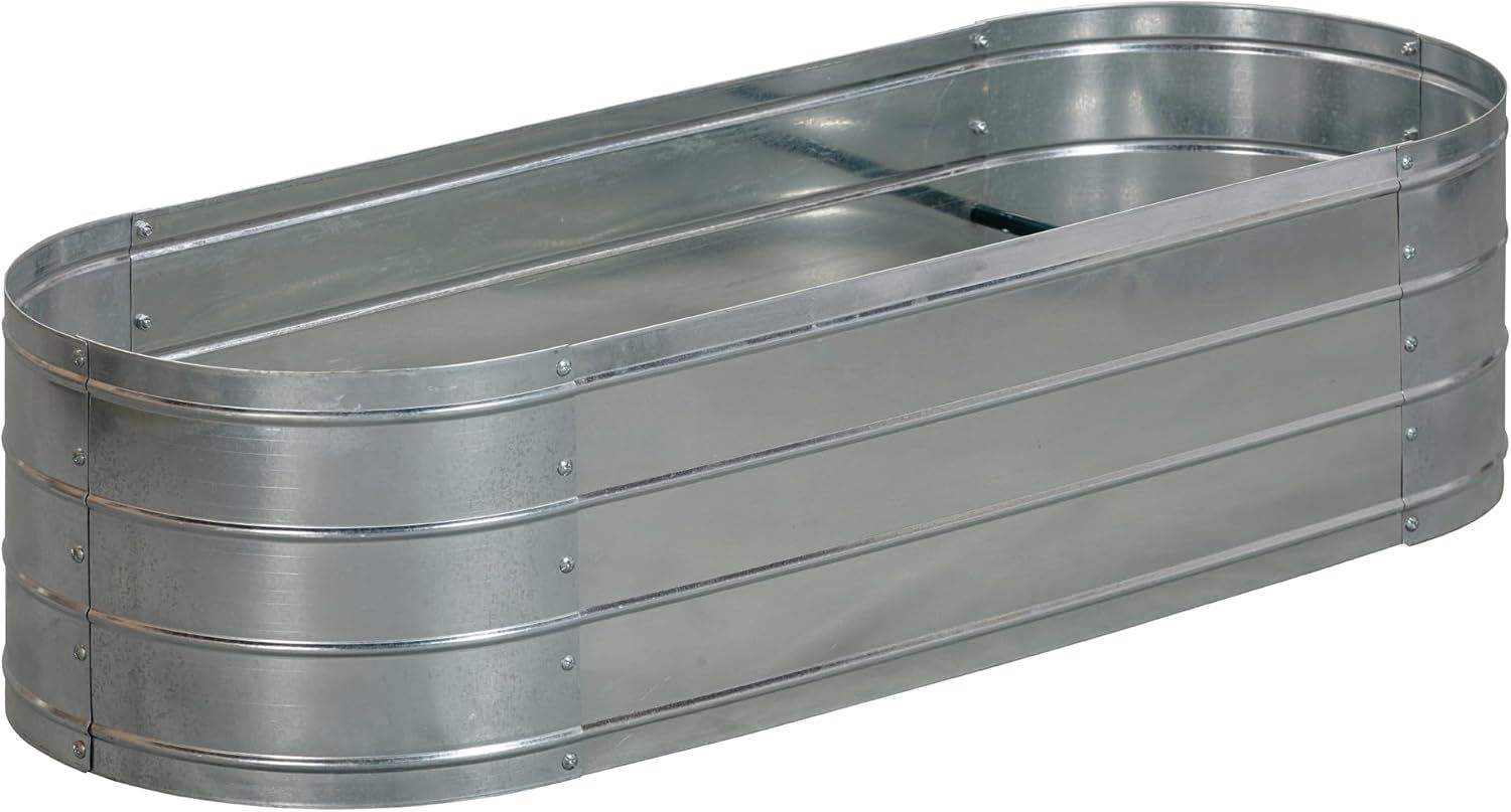 Galvanized Steel Oval Raised Garden Bed, 49 Inch, Silver