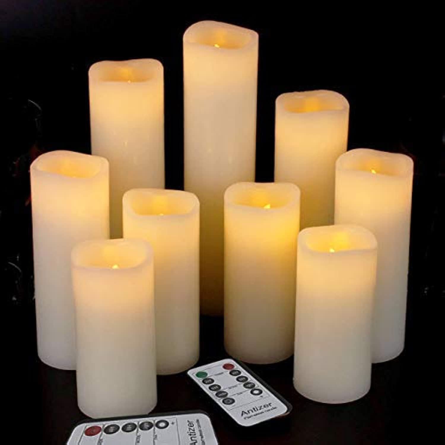 Ivory LED Flameless Scented Pillar Candle Set with Remote