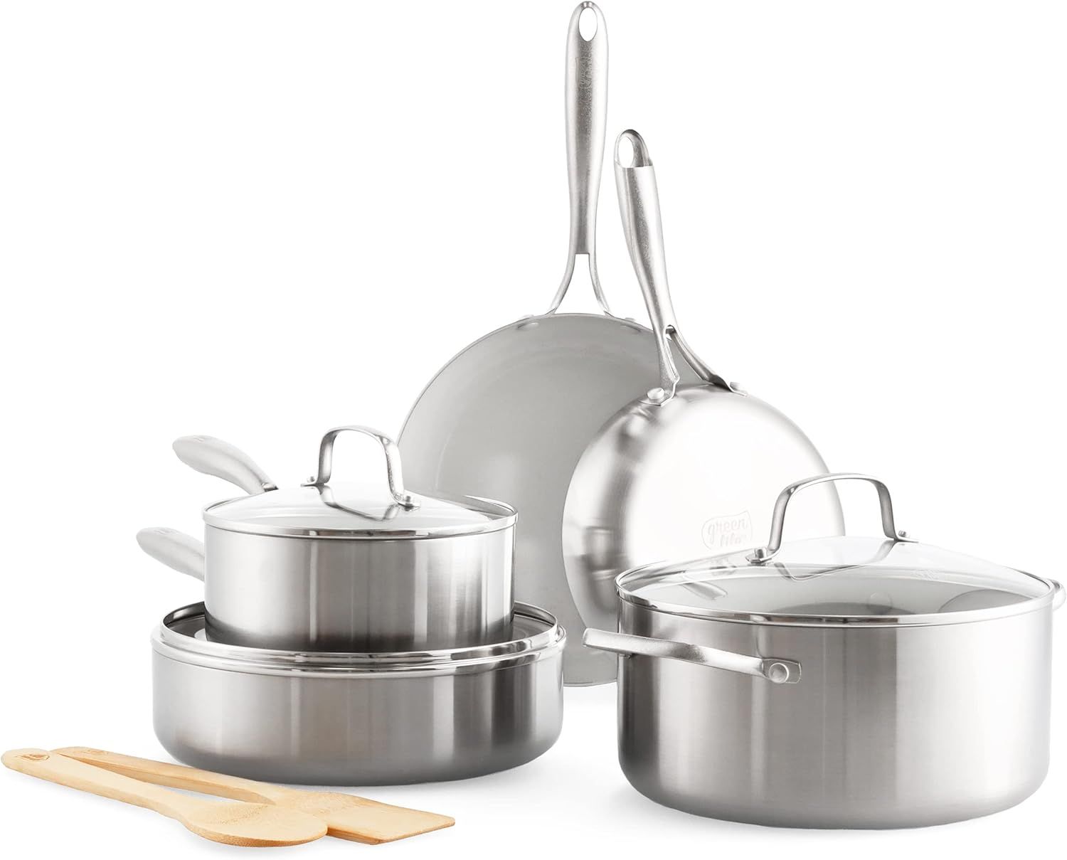 10-Piece Silver Stainless Steel Nonstick Cookware Set