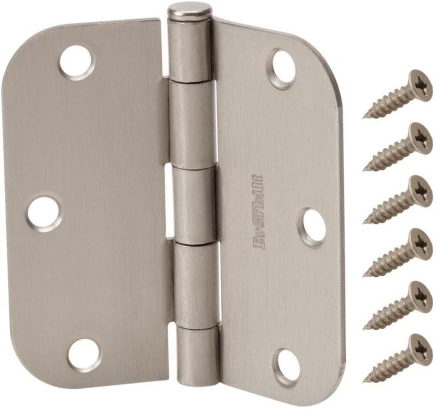 Satin Nickel 3-1/2" x 5/8" Radius Door Hinge