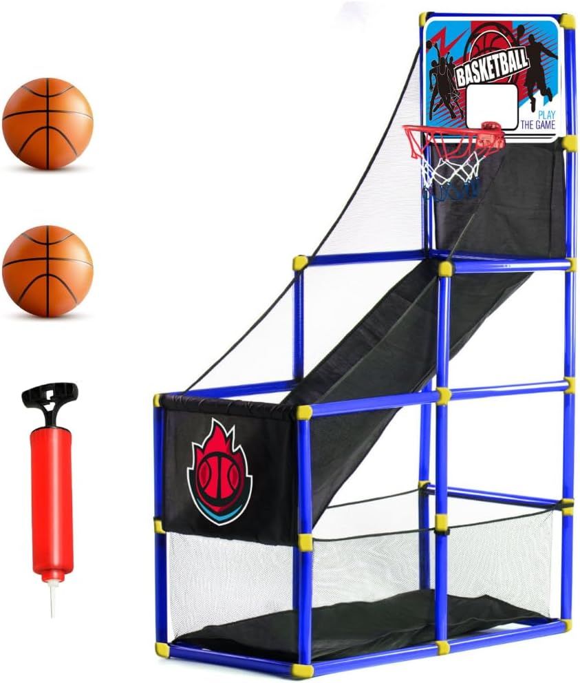 Blue Plastic Indoor/Outdoor Arcade Basketball Hoop Game Set