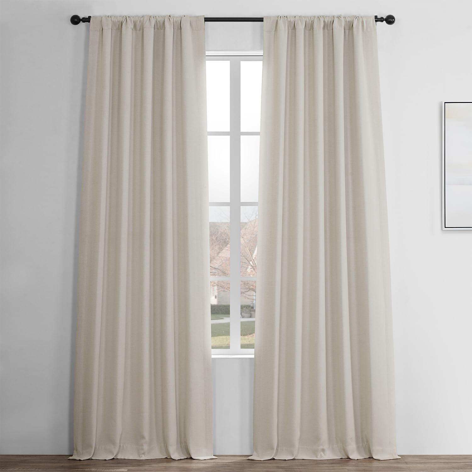 Birch Faux Linen 120-Inch Blackout Curtains