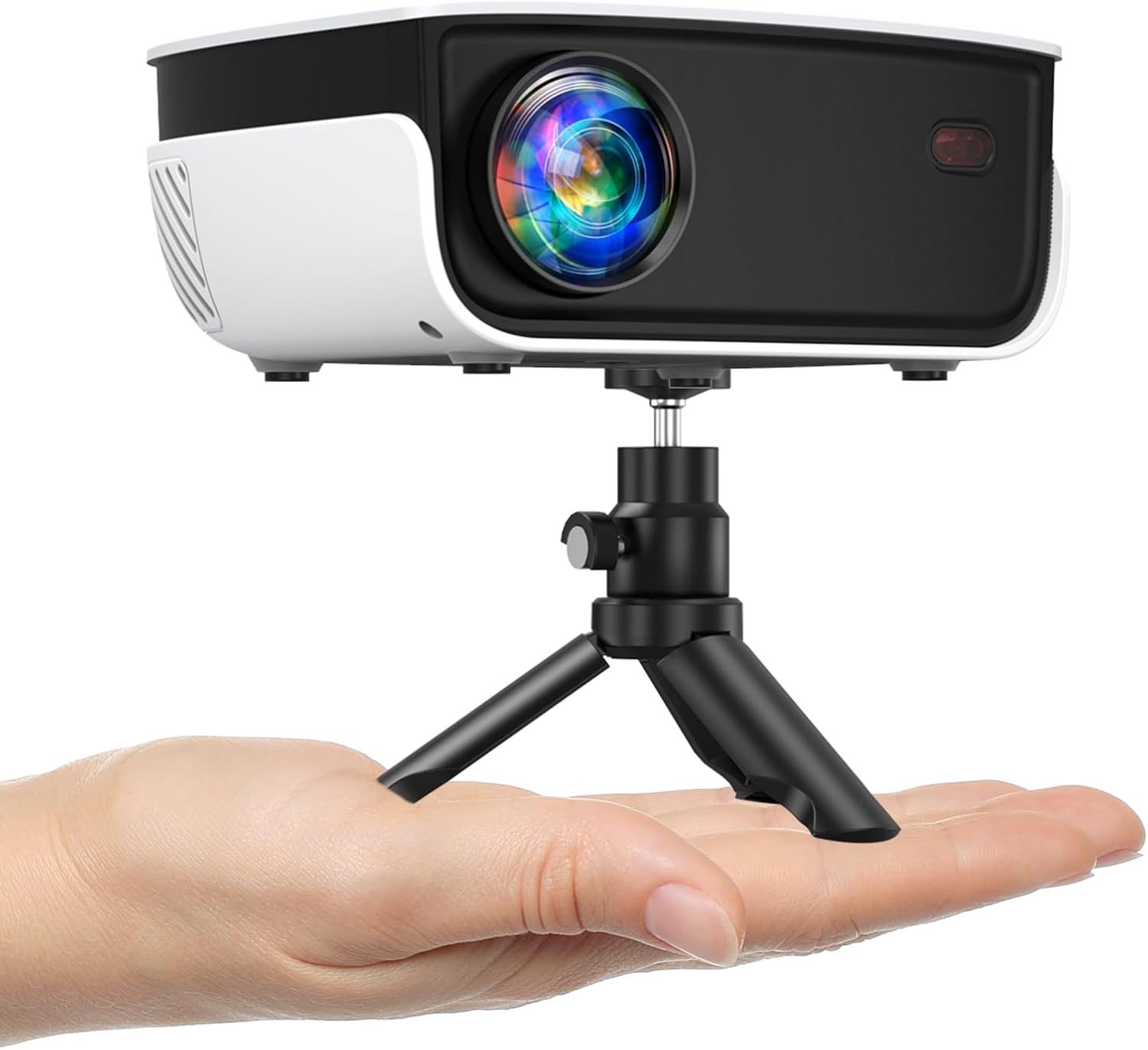 Compact White LCD Mini Projector with 1080P Resolution