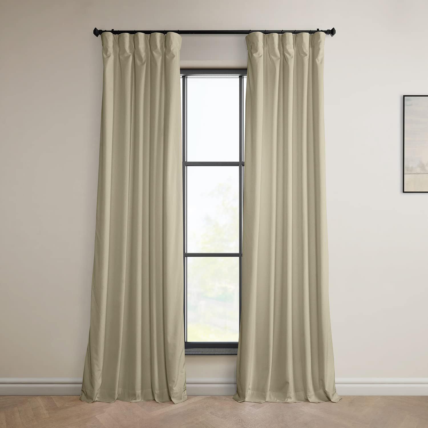 Macchiato Beige Velvet Room-Darkening Curtain Panel 84"