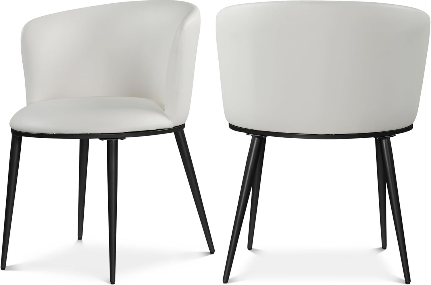 Skylar Contemporary White Faux Leather Rounded Dining Chair