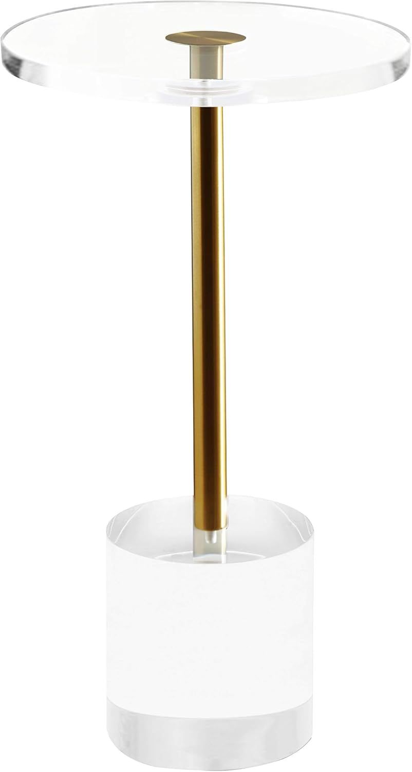 Clear Acrylic and Brass Round End Table