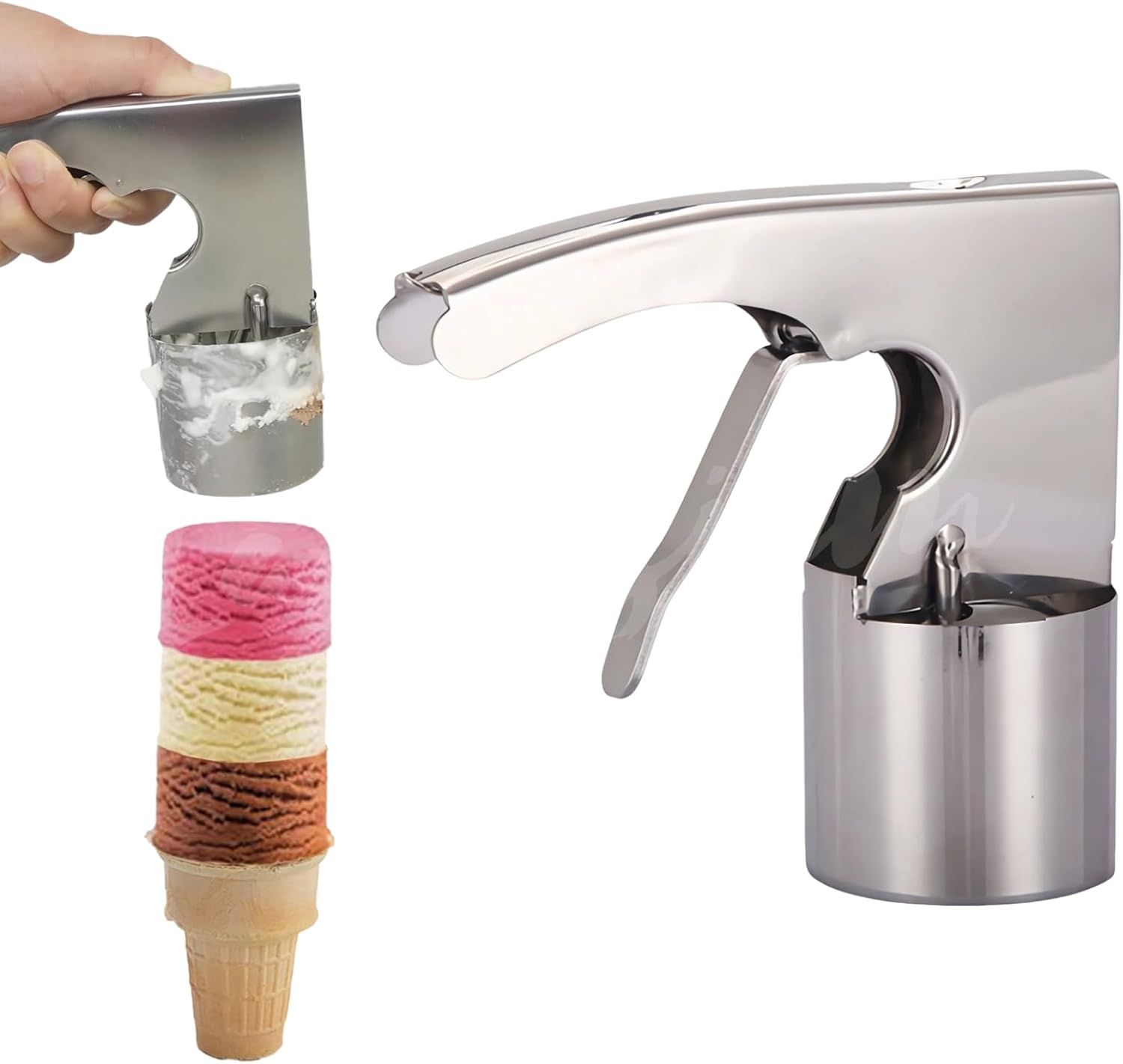 Stainless Steel Cylindrical Ice Cream Scoop with Trigger Release