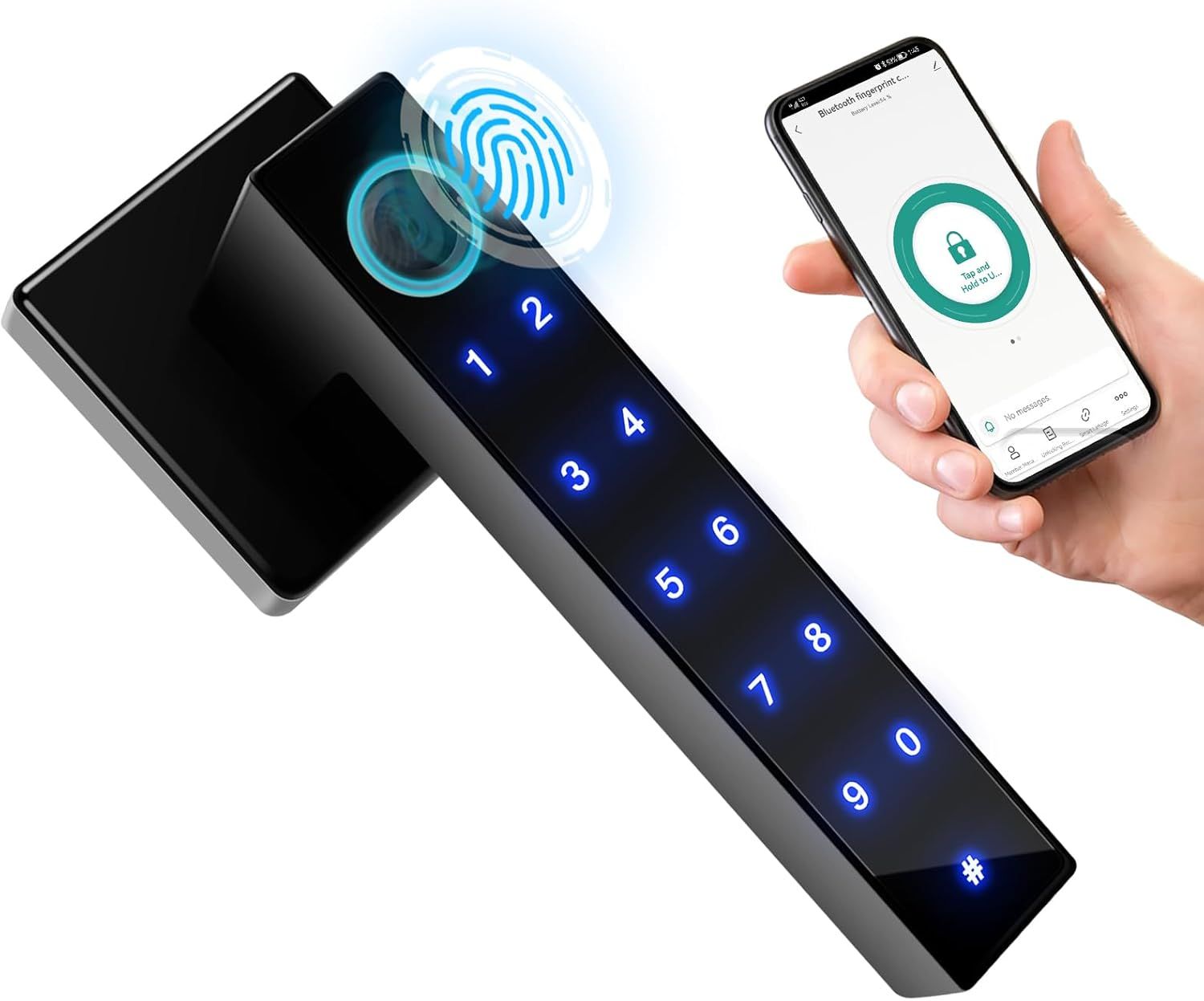 Black Biometric Keyless Entry Door Lock with Passcode Keypad