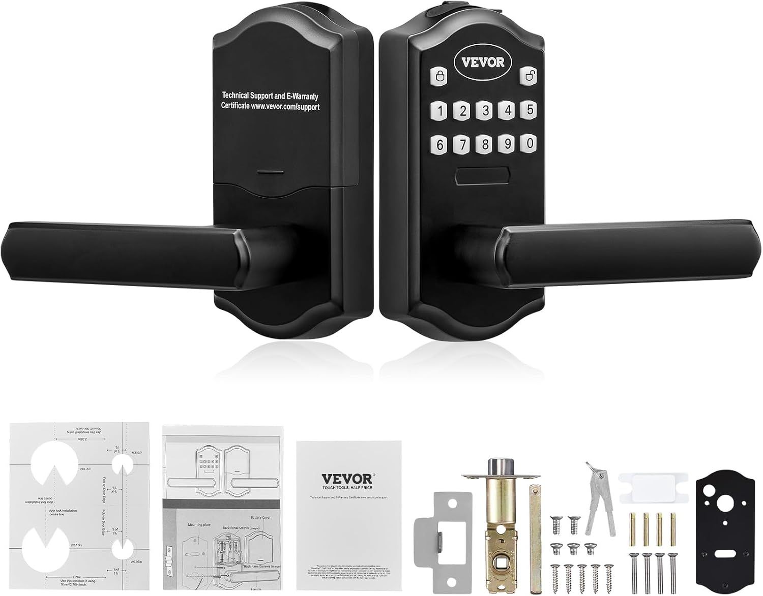 Matte Black Keyless Entry Door Lock with Handle