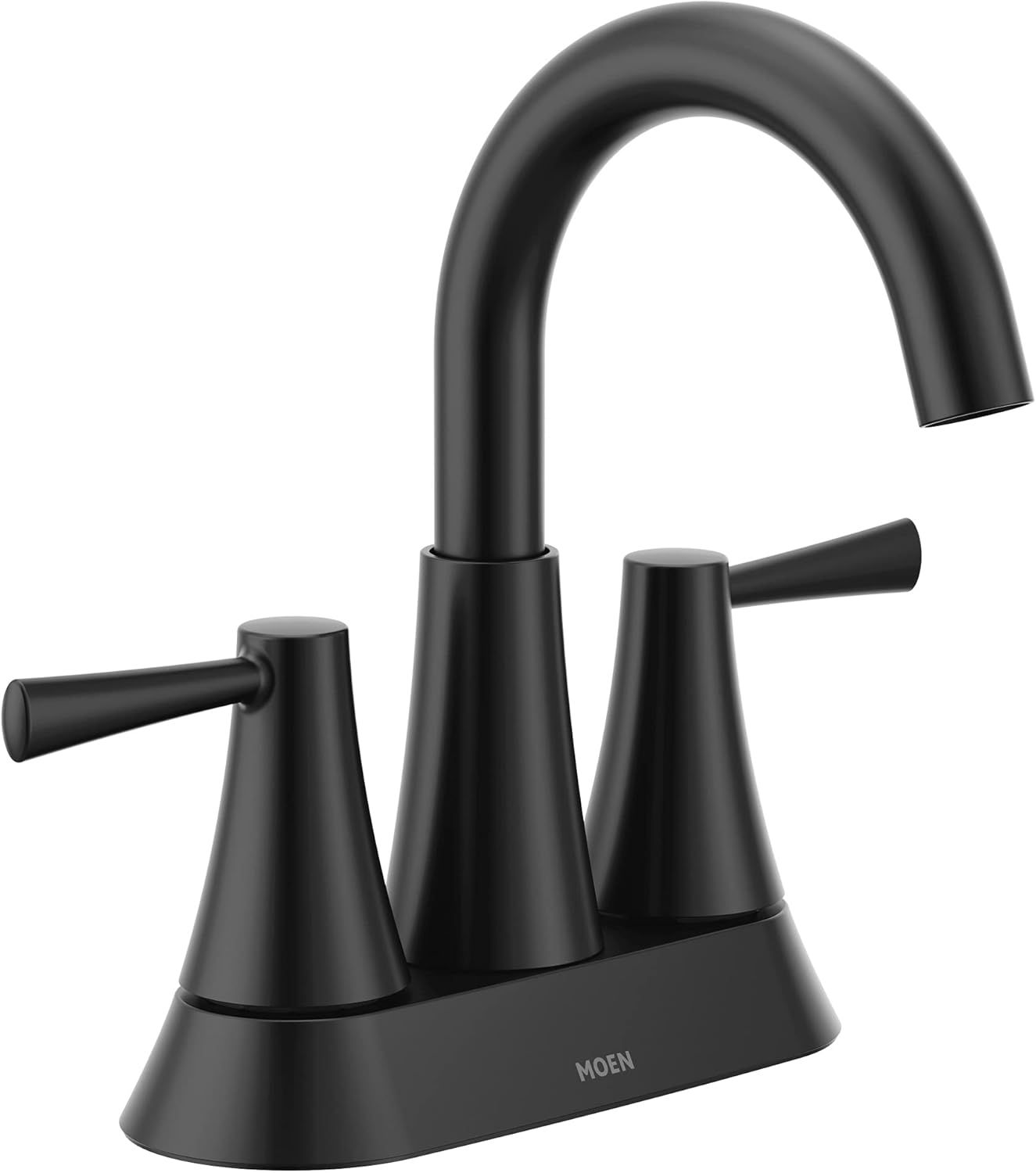 Matte Black Brass Two-Handle 4" Centerset Bathroom Faucet