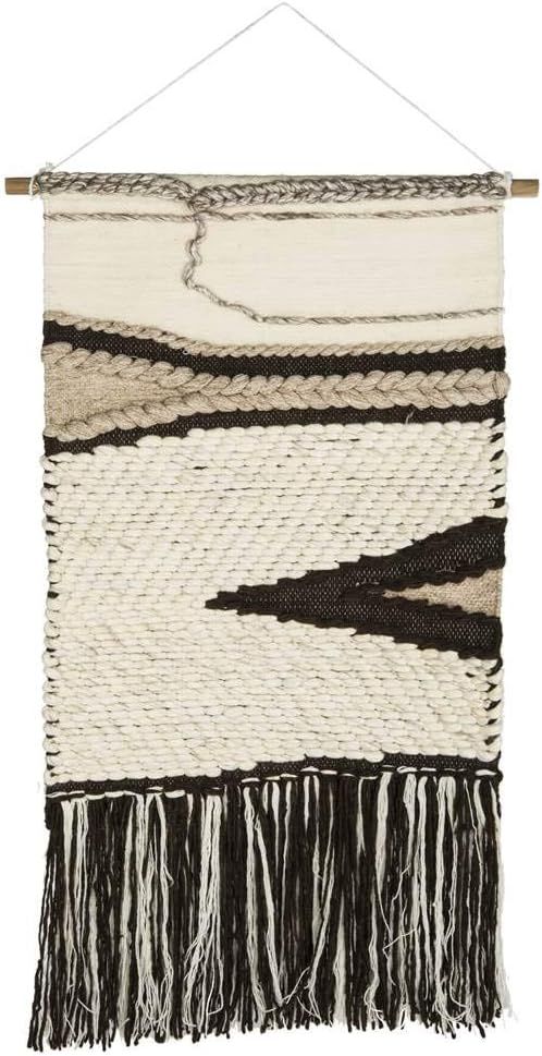 Sedona Beige and Brown Woven Wall Tapestry with Fringe