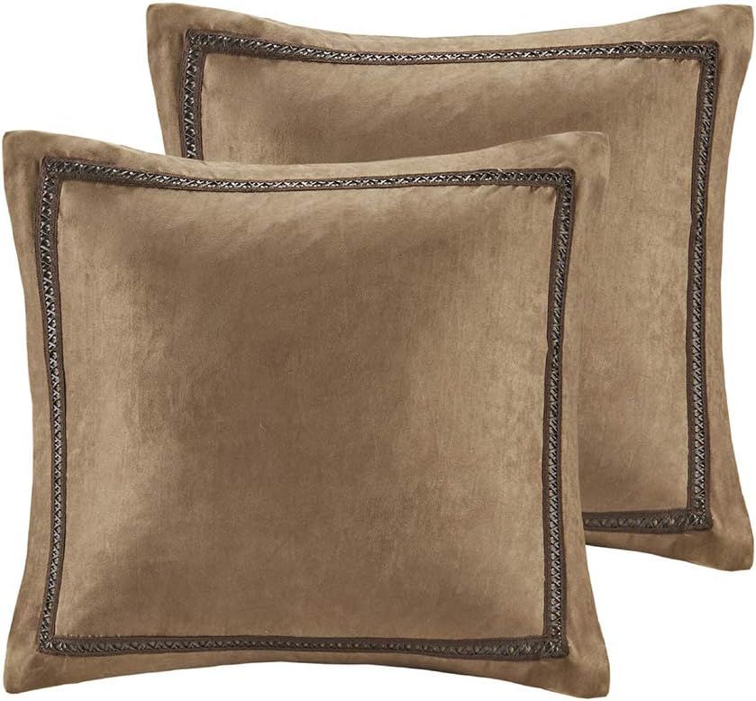 Classic Embroidered Hypoallergenic Euro Sham in Microsuede