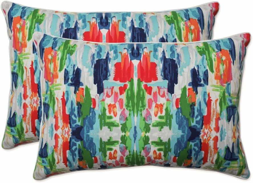 Abstract Reflections Multicolor Cotton Polyester Lumbar Pillows Set