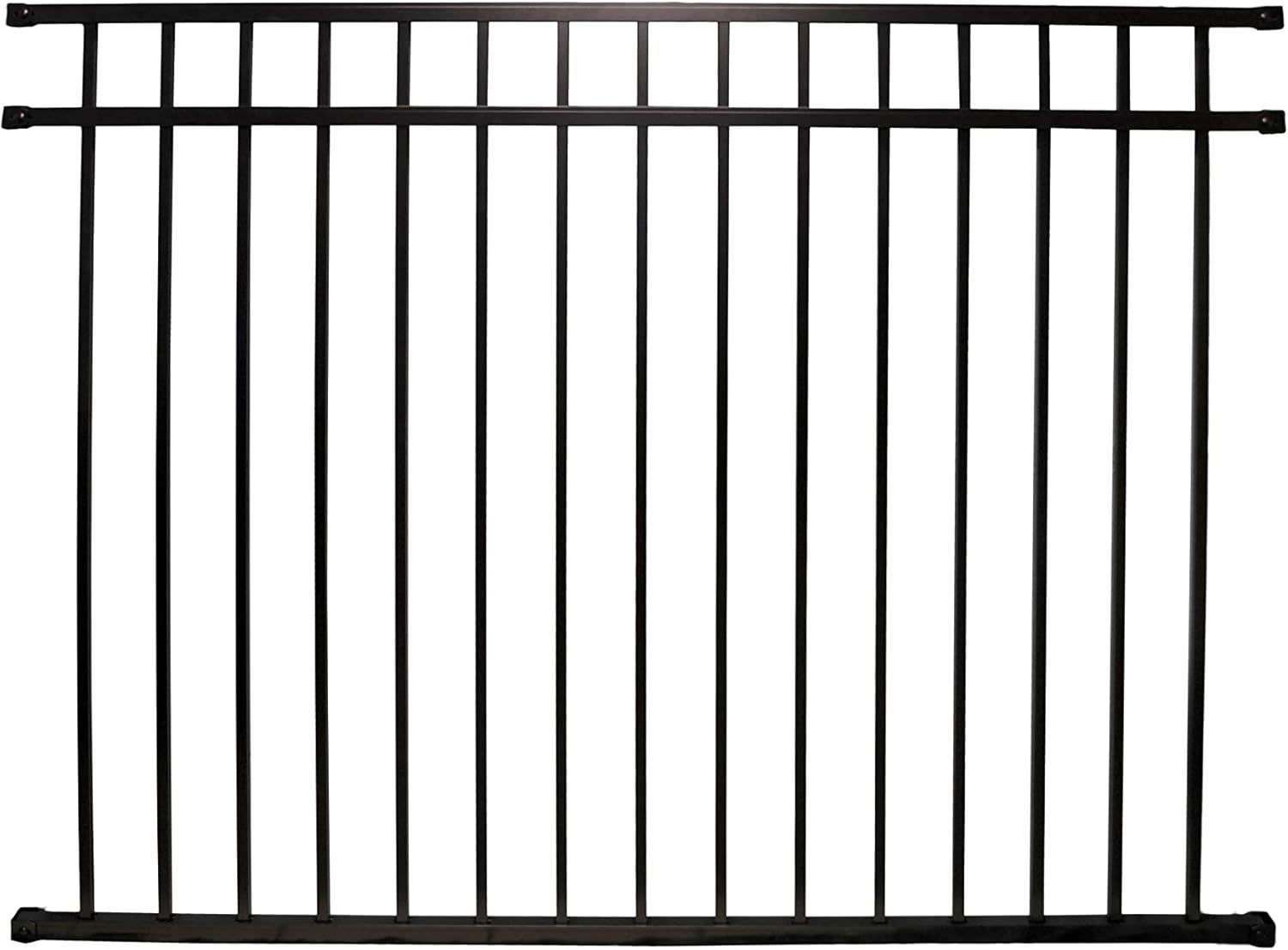 Cypress Black Aluminum Flat Top Ornamental Fence Panel