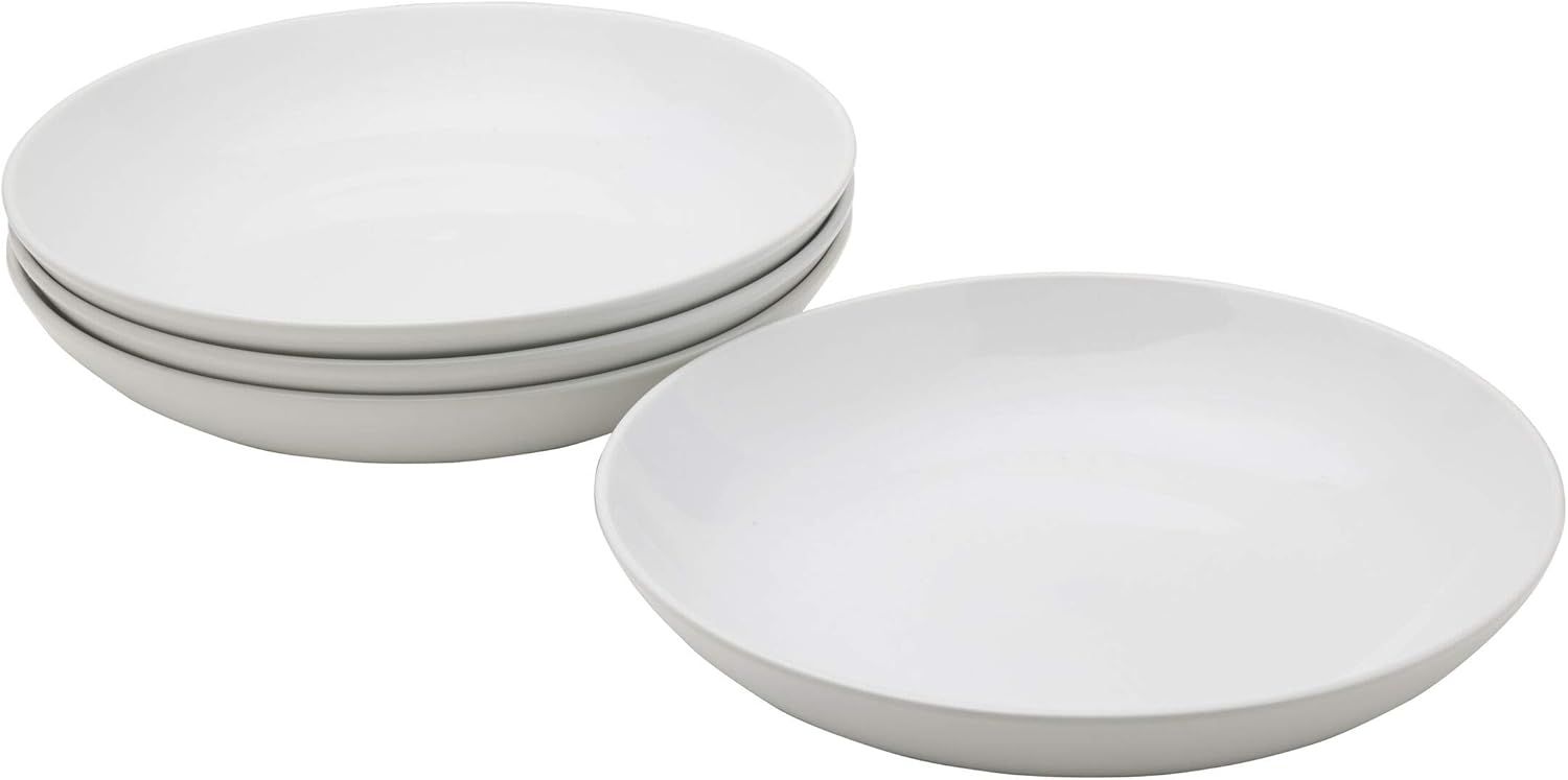 White Ceramic 48 Ounce Pasta Bowls, Set of 4