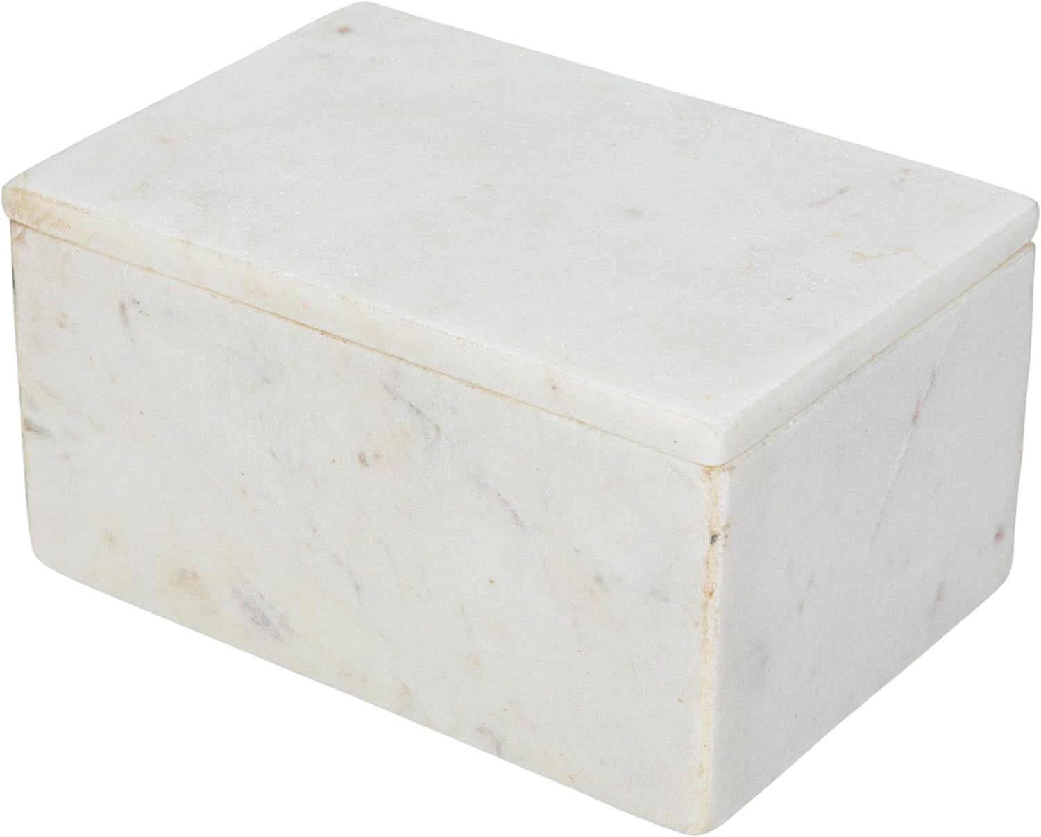 White Rectangular Marble Storage Box with Lid