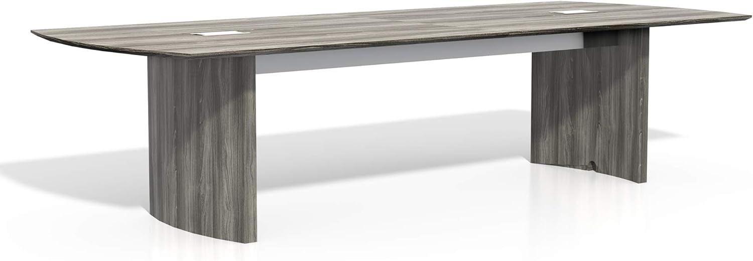 Gray Steel 10-Foot Modern Conference Table with Grommet Holes