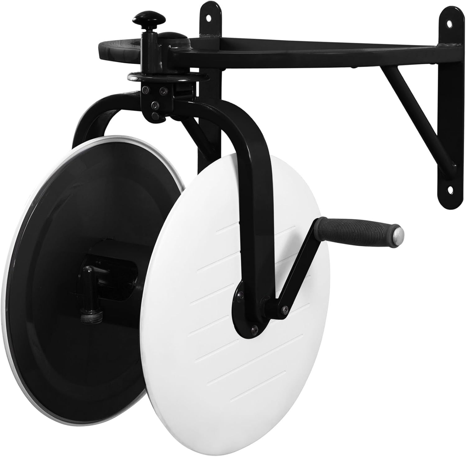 Black and White Steel Wall-Mount Hose Reel with 125-ft Capacity