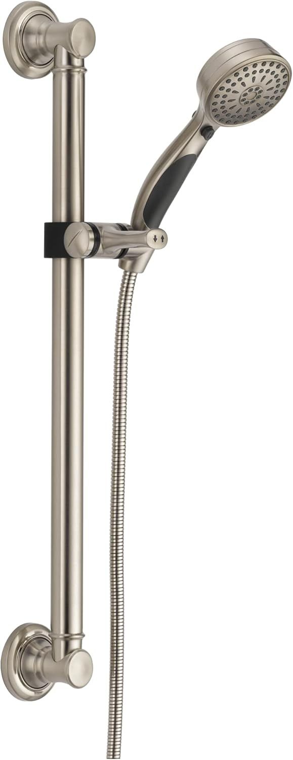 Brushed Nickel 9-Setting Slide Bar Handheld Shower with Hose