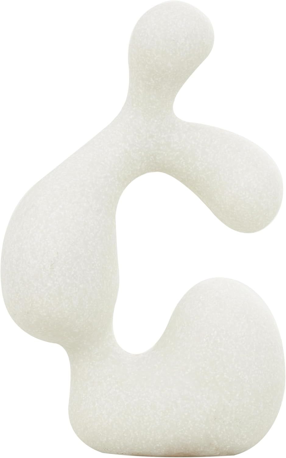 White Polystone Abstract Asymmetrical Decorative Sculpture