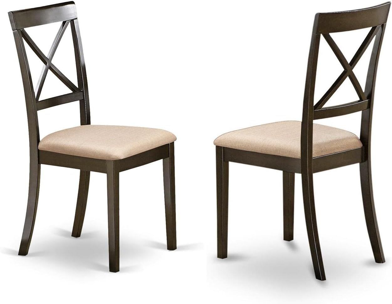 Cappuccino Faux Leather Upholstered Cross Back Dining Chairs, Set of 2