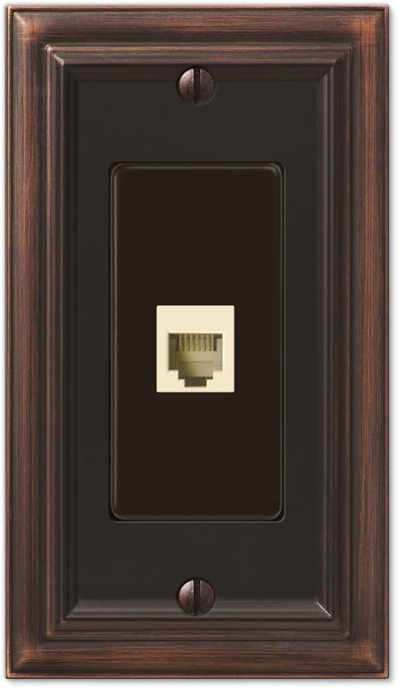 Aged Bronze Rectangular Metal 1-Gang Phone Wall Plate