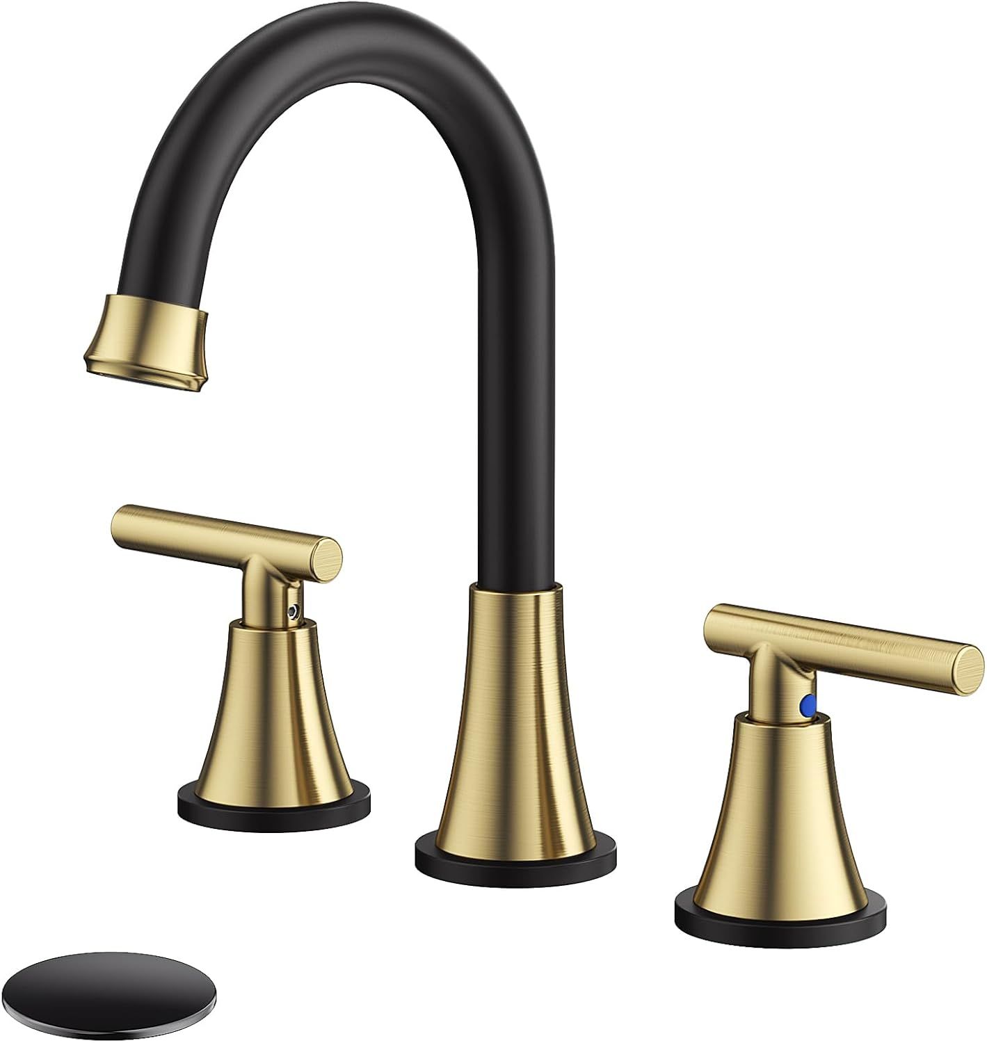 Black and Gold Stainless Steel Widespread Bathroom Faucet