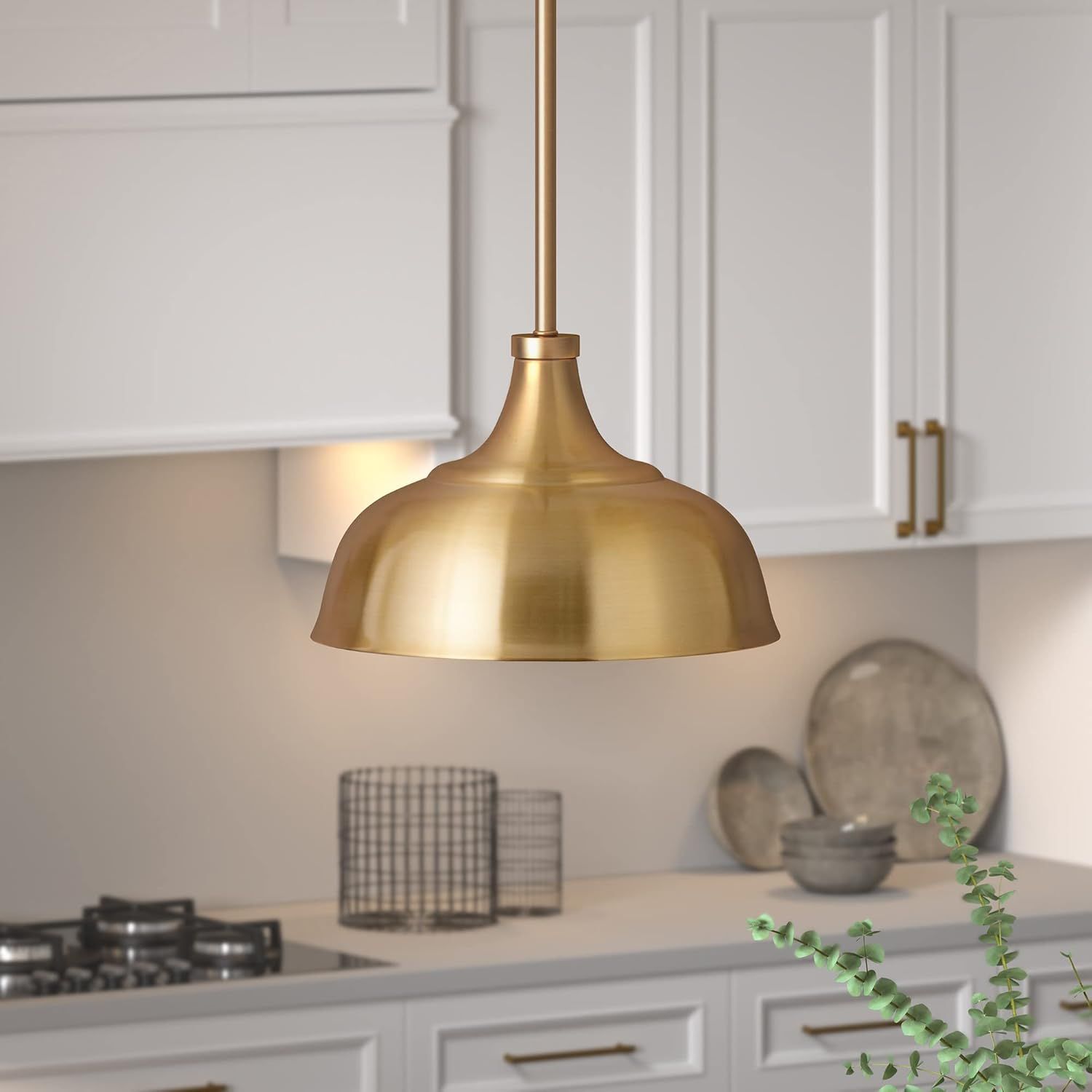 Mackenzie Brass Dome Shade LED Drop Light