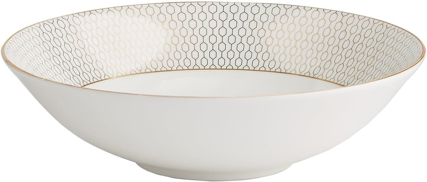 White and Gold Geometric Fine Bone China Soup/Cereal Bowl