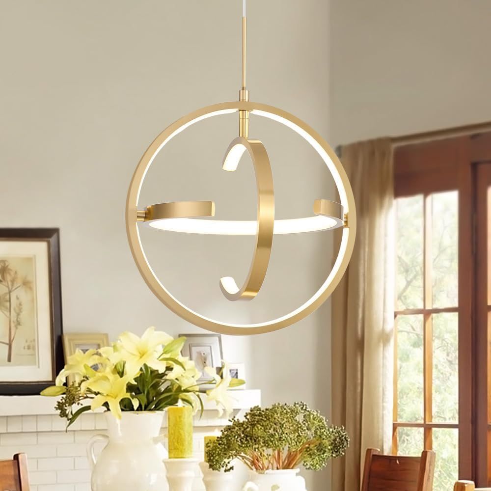 Gold Adjustable Globe LED Pendant Light with Cage Design