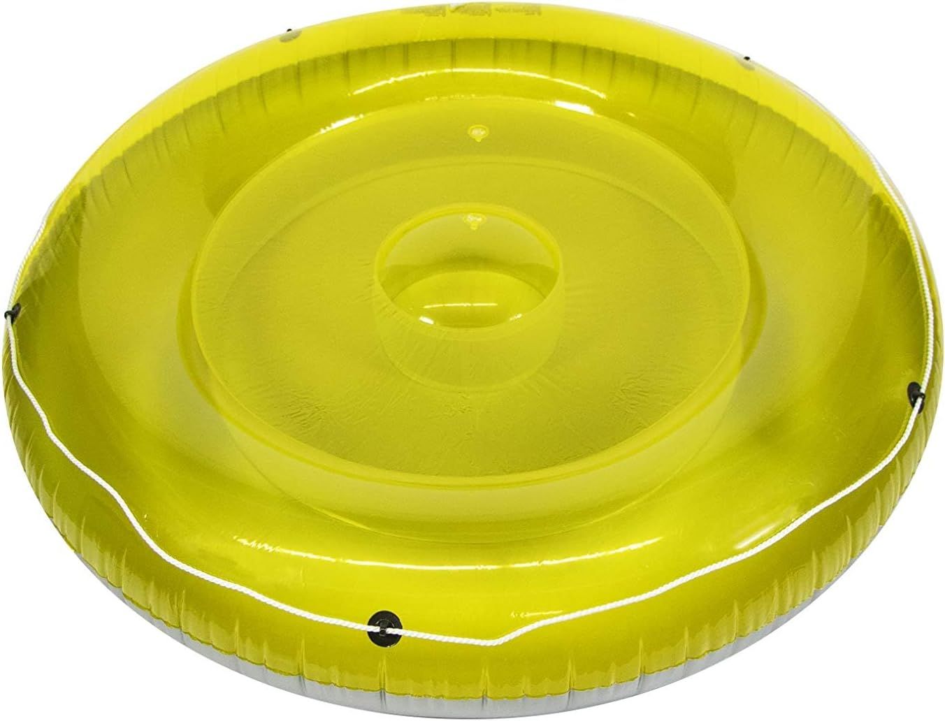 Yellow Vinyl 72-Inch Inflatable Floating Island Lounger